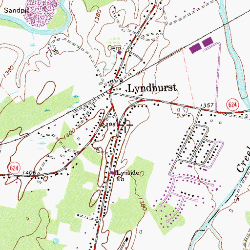 Topographic Map of Lyndhurst United Methodist Church, VA
