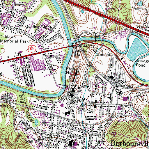 Topographic Map of Barboursville State Hospital (historical), WV