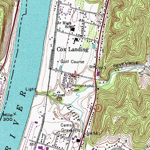 Topographic Map of Coxs Landing United Methodist Church, WV
