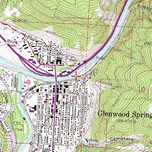 Topographic Map of Glenwood Canyon, CO