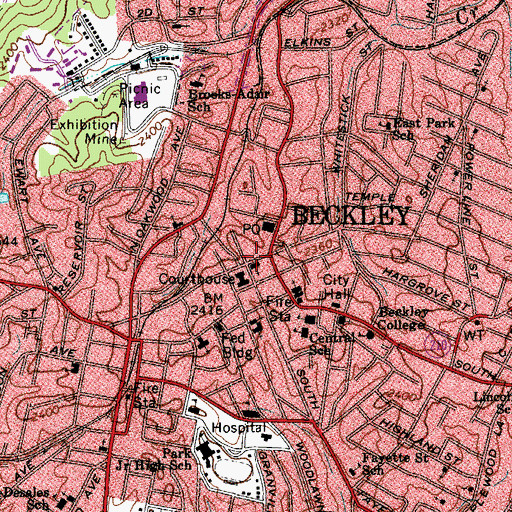 Topographic Map of First Christian Church, WV