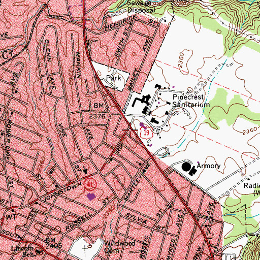 Topographic Map of Johnstown School (historical), WV