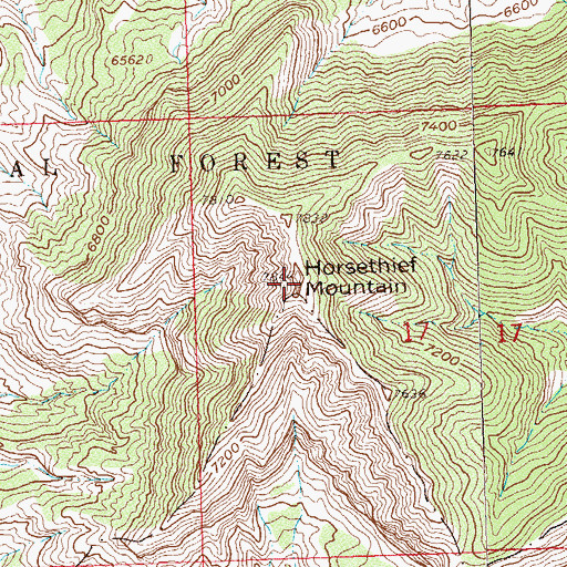 Topographic Map of Horsethief Mountain, CO