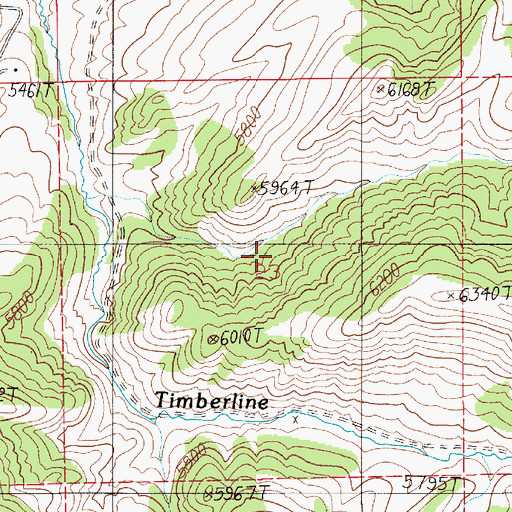 Topographic Map of Timberline Cemetery, MT
