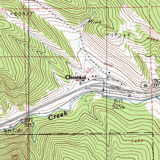 Topographic Map of Chestnut (historical), MT