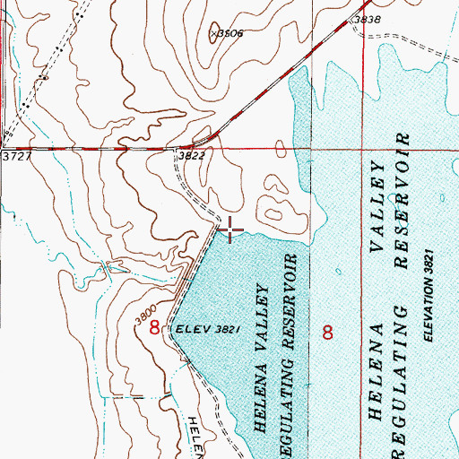 Topographic Map of Helena Valley Regulating Reservoir Fishing Access Site, MT