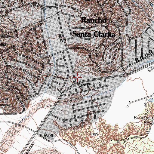 Topographic Map of Bouquet Canyon Square Shopping Center, CA