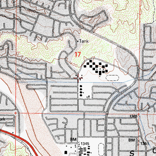 Topographic Map of North Oaks Park, CA