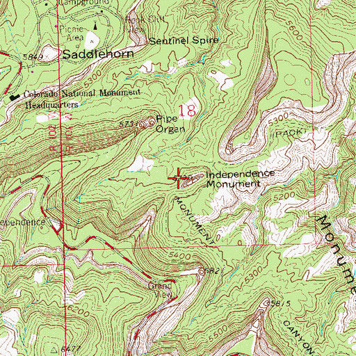 Topographic Map of Independence Monument, CO