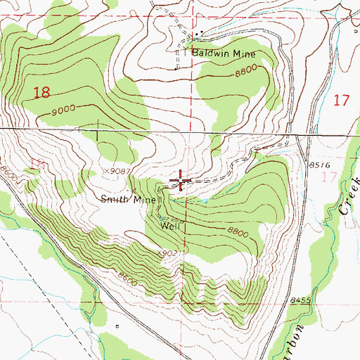 Topographic Map of Baldwin Star Mine, CO