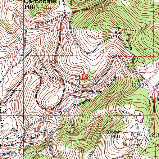 Topographic Map of Dead Horse Mine, CO