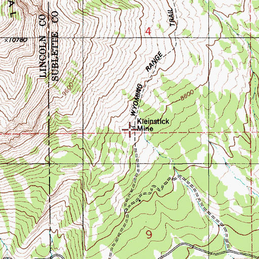 Topographic Map of New Cottonwood Mine, WY