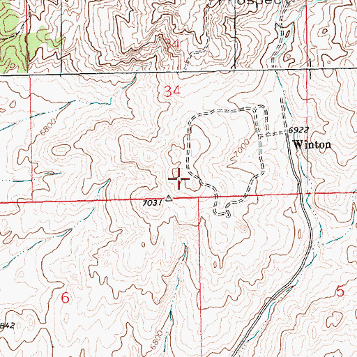 Topographic Map of Winton Number One Mine, WY