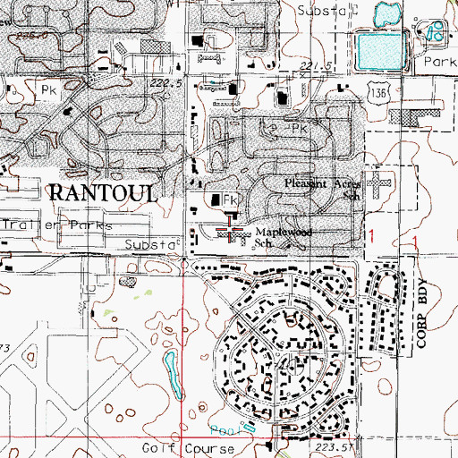 Topographic Map of Maplewood School, IL