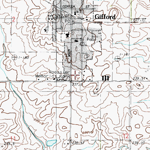 Topographic Map of Roessler Memorial Park, IL