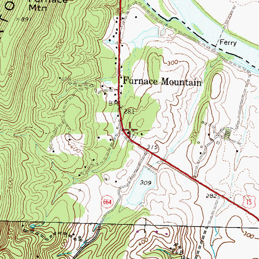 Topographic Map of Furnace Mountain Presbyterian Church, VA