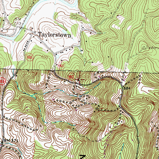 Topographic Map of Taylorstown Church, VA
