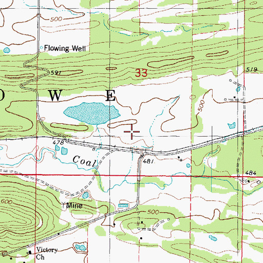 Topographic Map of Gaither Lake, OK