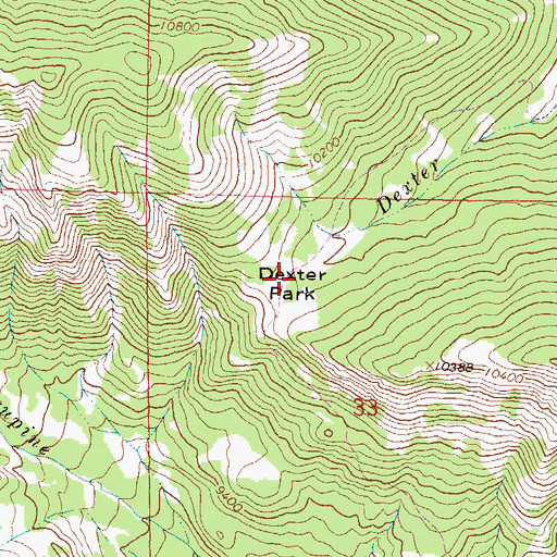 Topographic Map of Dexter Park, CO