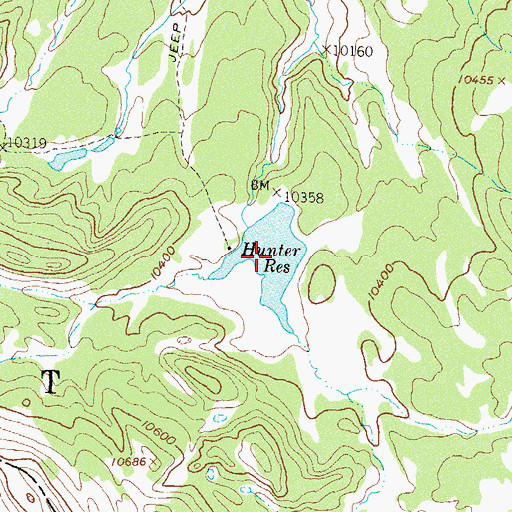 Topographic Map of Hunter Reservoir, CO