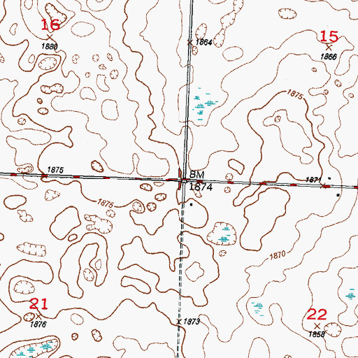 Topographic Map of Township of Fairbanks, ND