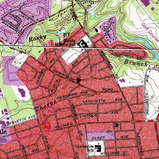 Topographic Map of Lakeside Presbyterian Church, VA
