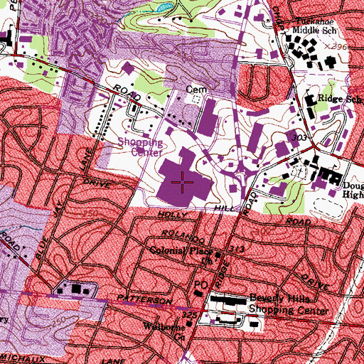 Topographic Map of Regency Square Shopping Center, VA