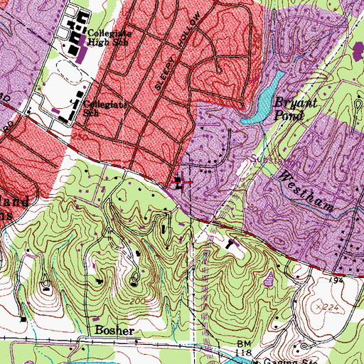 Topographic Map of River Road Presbyterian Church, VA