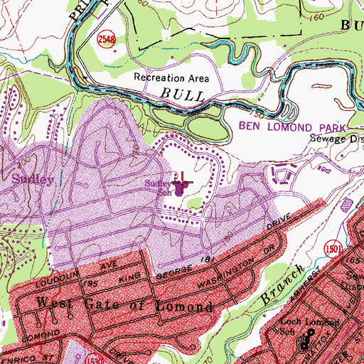 Topographic Map of Sudley Elementary School, VA