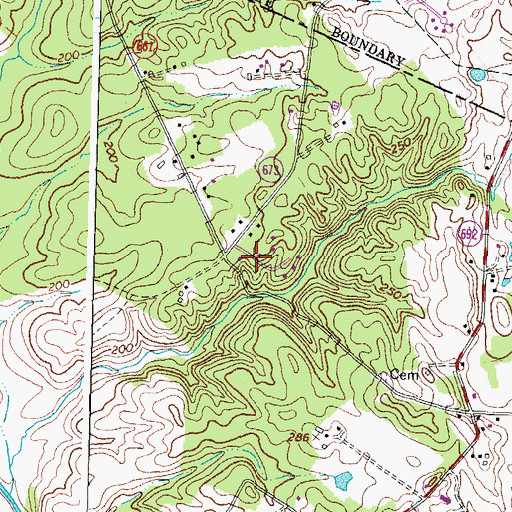 Topographic Map of Johnson Woods, VA