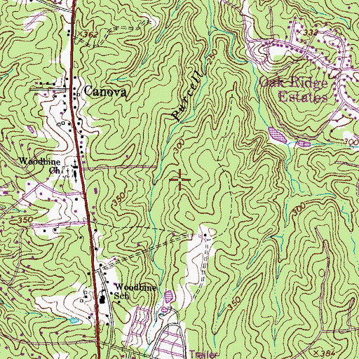 Topographic Map of Meadowbrook, VA