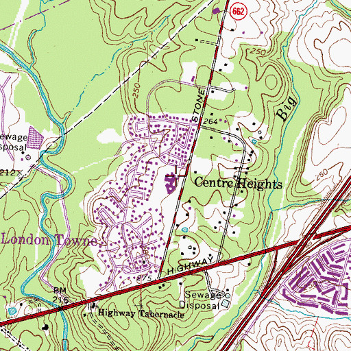 Topographic Map of London Towne Elementary School, VA
