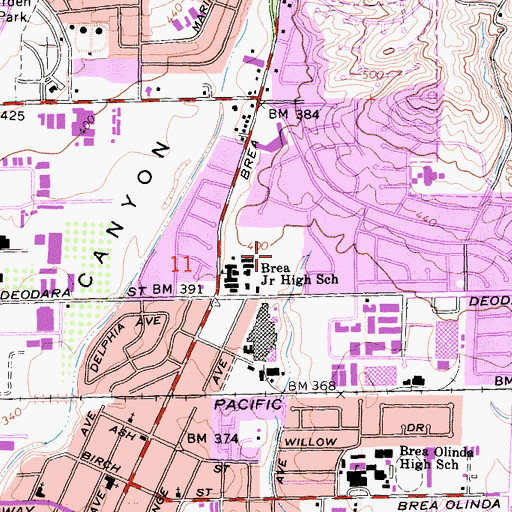 Topographic Map of Junior High Park, CA