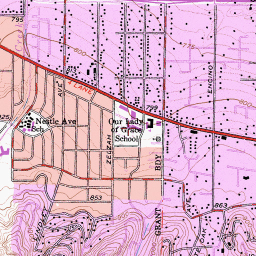Topographic Map of Crespi Carmelite High School, CA