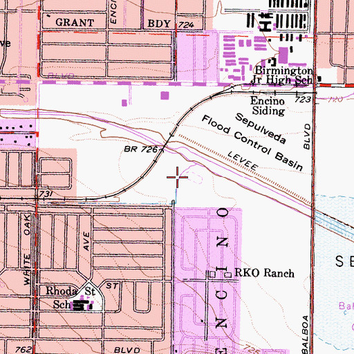 Topographic Map of Encino Velodrome, CA