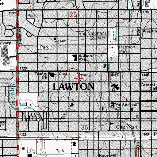 Topographic Map of Gore Plaza, OK