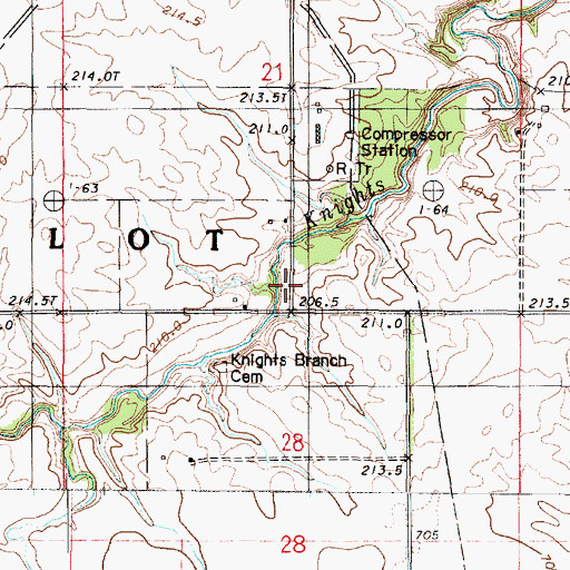 Topographic Map of Knights Branch School (historical), IL