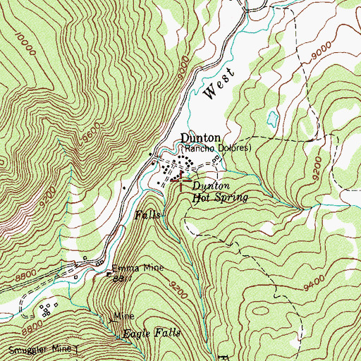 Topographic Map of Dunton Hot Spring, CO