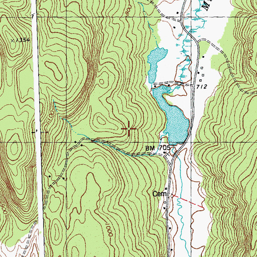 Topographic Map of Middle Brook Dam, VT