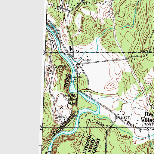 Topographic Map of Vail Dam, VT