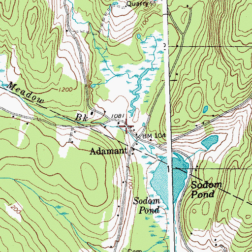 Topographic Map of Adamant Pond Dam, VT