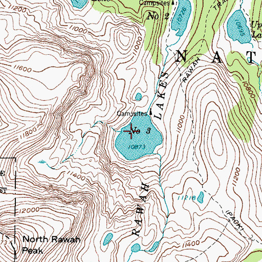 Topographic Map of Rawah Lake Number 3, CO
