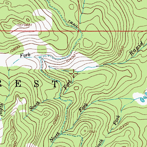 Topographic Map of North Fork Rapid Creek, CO
