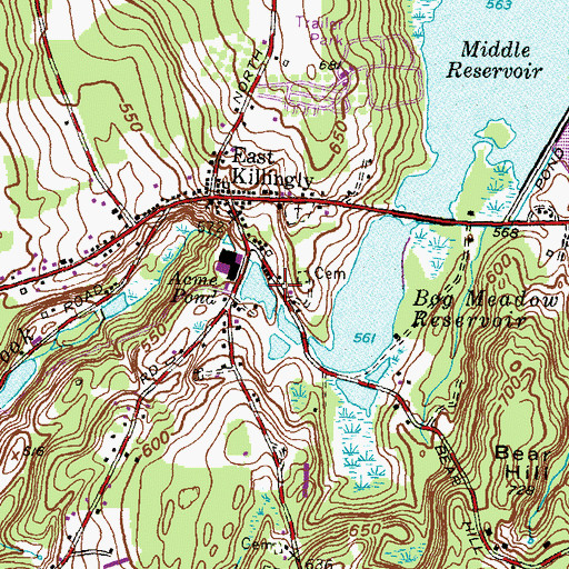Topographic Map of Acme Pond Dam, CT
