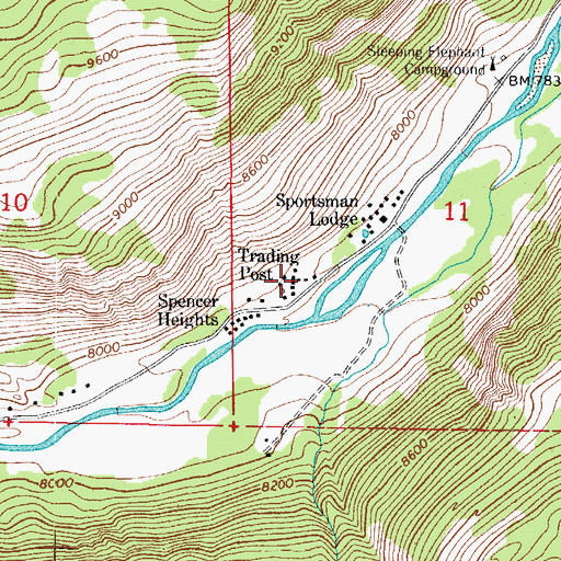 Topographic Map of Trading Post, CO