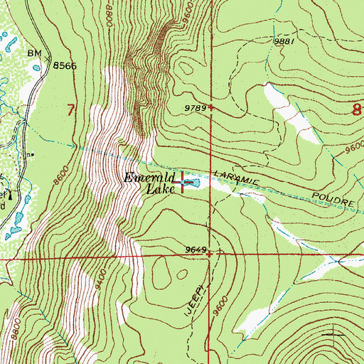 Topographic Map of Emerald Lake, CO