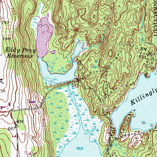 Topographic Map of Eddy Pray Reservoir Dam, CT