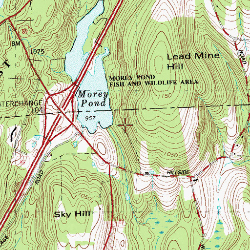 Topographic Map of Morey Pond Dam, CT