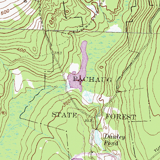 Topographic Map of Great Meadow Brook Pond, CT