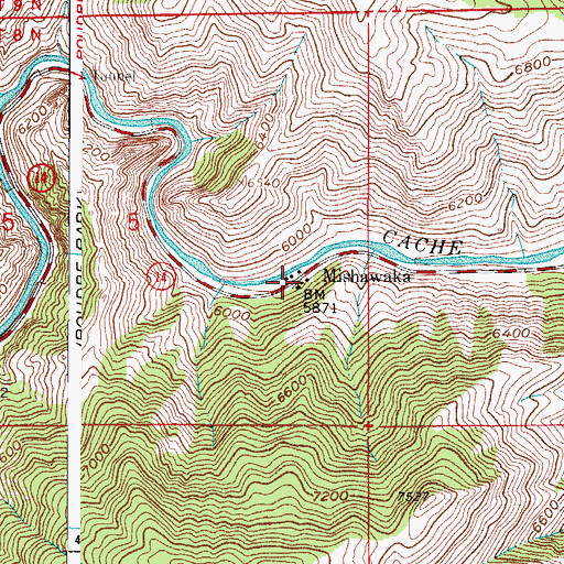 Topographic Map of Mishawaka, CO